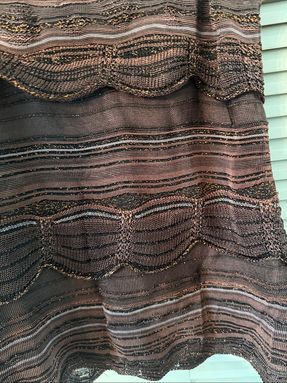 White House Black Market Brown Crochet-Striped Sleeveless Camisole - Picture 3 of 7